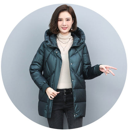 2023 Hooded Cotton Coat Women's Mid-Length Winter Jackets Elegant Mother's Parkas Padded Jacket Thick Down Padded Jacket Vintage