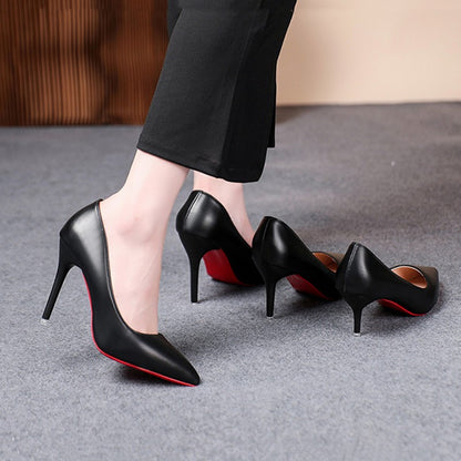 Sexy Fashion Red Sole Women's Pumps Matte Leather Stiletto Heels Shoes Classic Black Career Work Dress Shoes Ladies High Heels ?