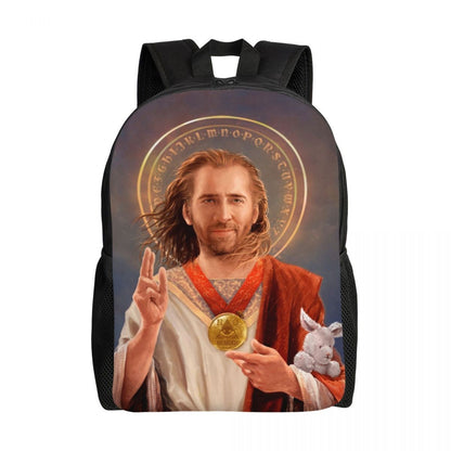 Custom Nicolas Cage Meme Laptop Backpack Women Men Basic Bookbag for College School Student Funny Bags