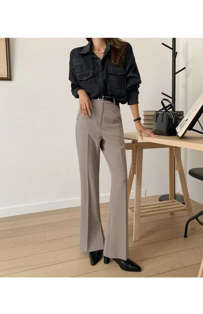 Loose Long Sleeve Casual Denim Shirt Korean Style Loose Fit Shoulder Casual Shirt Pure Color Shirt City Style Commute Shirt