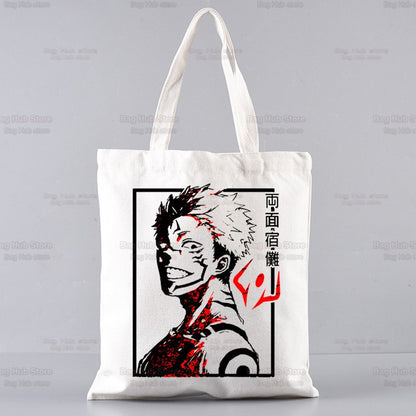 Jujutsu Kaisen Cartoon Shopping Bag Ryomen Sukuna Itadori Yuji Bolsas De Tela Shopper Okkotsu Yuta Gojo Satoru Shopping Jute Bag