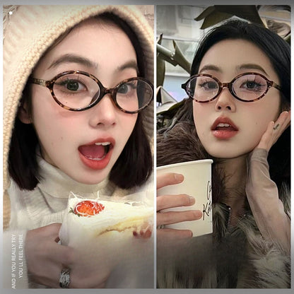 New Vintage Oval Frame Myopia Glasses for Women Men Anti Blue Light Near Sight Eyeglasses KoreanStyle Unisex Fashionable Eyewear