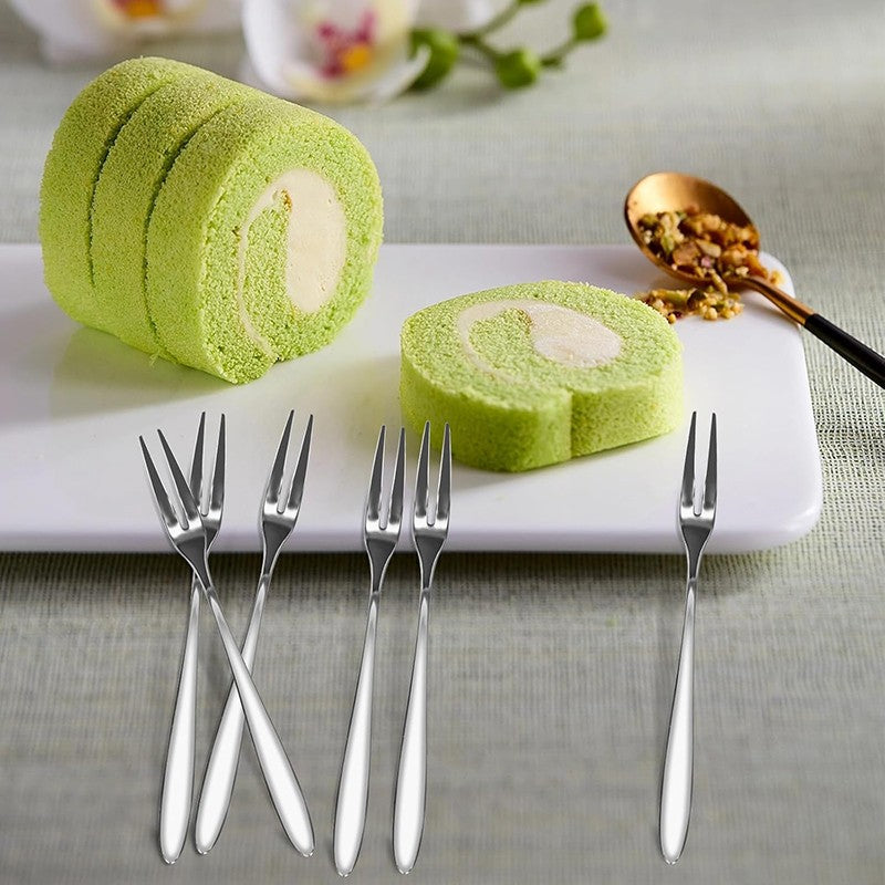 Garfo de Frutas em Aço Inoxidável 6 Peças com Caixa de Armazenamento, 13cm, Garfos de Sobremesa, Bolo, Salada, Garfos de Degustação, Aperitivo, Coquetel, Utensílios de Mesa