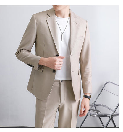 Autumn Men's Clothing Light Luxury Business Leisure Suit Jacket Set Streetwear Elegant Korean Popular Clothes Slim Pants Suit