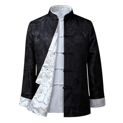 Chinese Style Traditional Clothing Tang Suit Coat Retro Long Sleeved Stand Collar Reversible Keep Warm Vintage Chinese Shirt