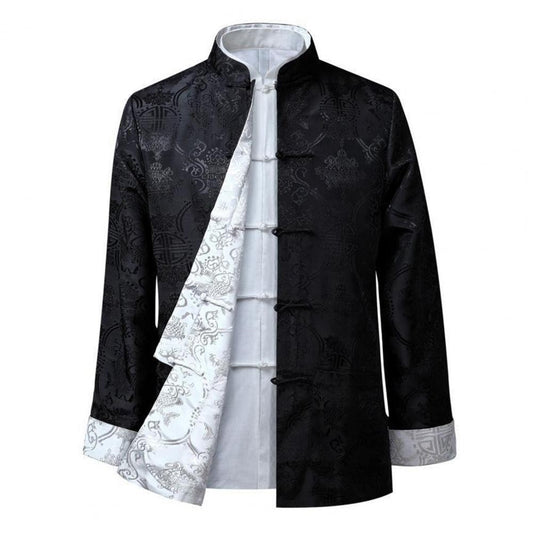 Chinese Style Traditional Clothing Tang Suit Coat Retro Long Sleeved Stand Collar Reversible Keep Warm Vintage Chinese Shirt