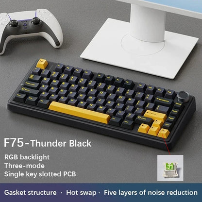 Teclado Mecânico Gamer AULA F75 RGB Layout 75% Personalizado Gravação Lateral Montagem Gasket 80 Teclas Keycaps PBT Gradiente