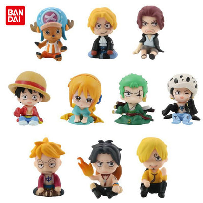 Conjunto com 10 peças Anime One Piece Brinquedos Luffy Roronoa Zoro 4cm Q Versão Action Figura Kawaii Boneca Decoração de Carro Modelo de PVC Presente