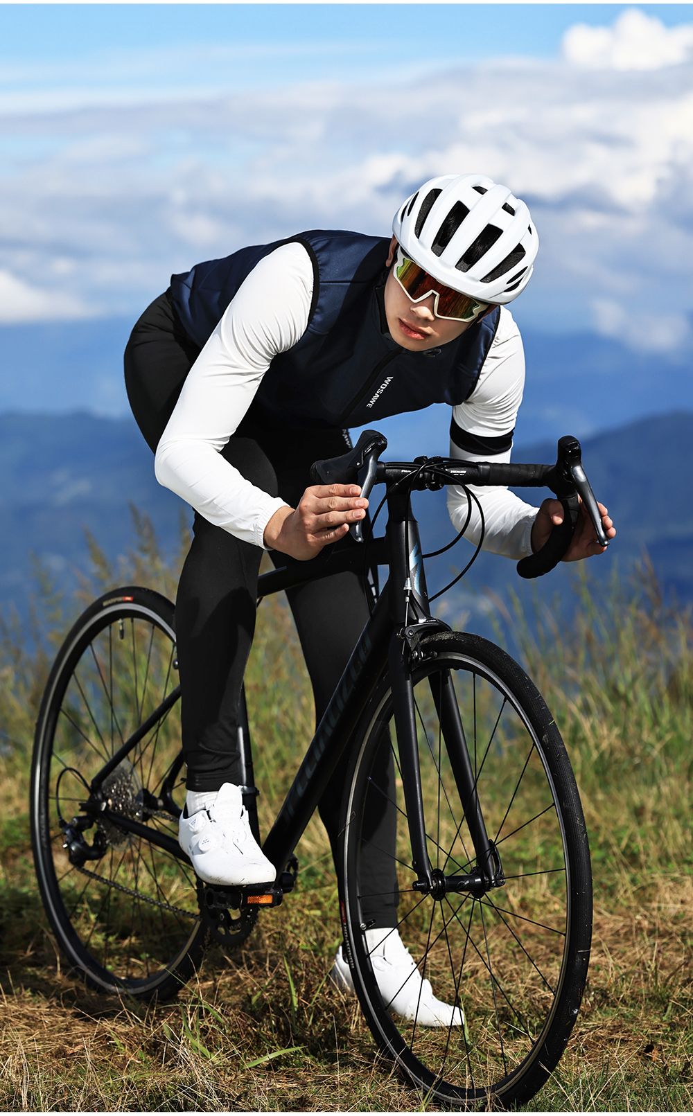 WOSAWE Cycling Jersey Set Winter Spring Vest Pants Sleeveless MTB Bicycle Clothing Warm Bike Jackets Thermal Fleece Suit