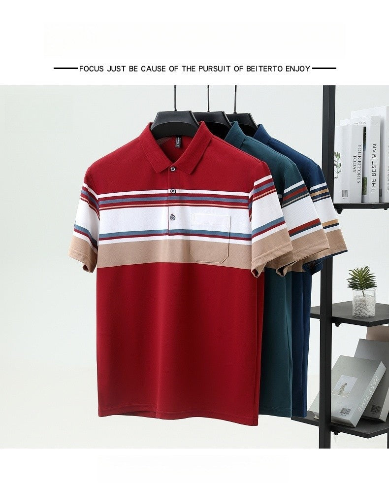 High quality brand men's short sleeved polo shirt summer fashion  striped design youth personalized top casual business T-shirt
