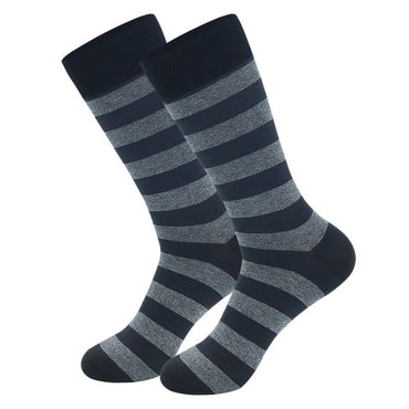 Best-selling men's solid-color striped large-size business long stockings for autumn and winter, suitable for European and Ameri