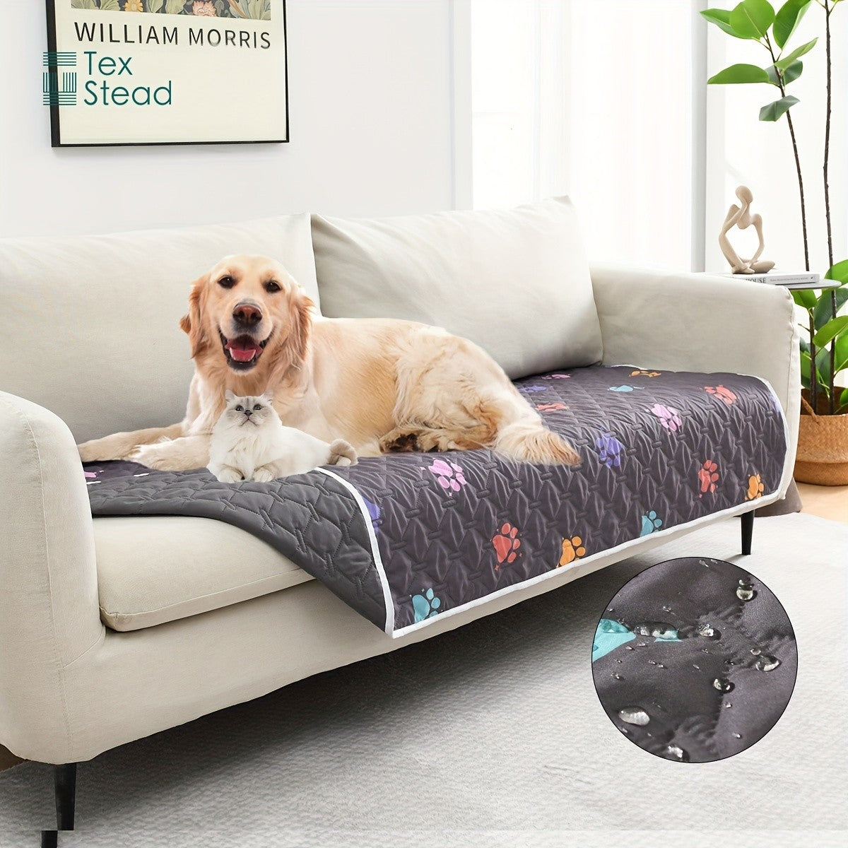 Capa para Cama de Cachorro Antivazamento, Trocador Reversível, Tapete Reutilizável para Acampamento (Crianças/Pets), Manta Lavável com Estampa de Patinhas de Cachorro