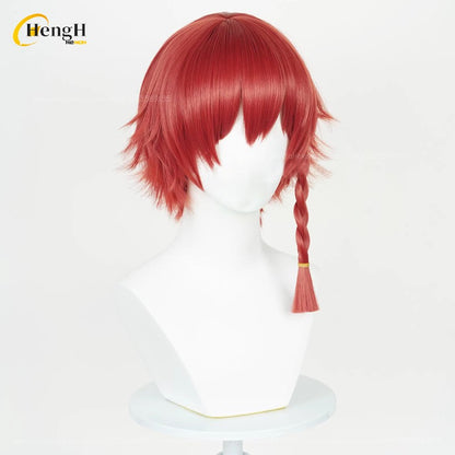 2 Estilos Anime Kurona Ranze Cabelo Sintético Curto 30cm Trança Vermelha Perucas Cabelo Resistente ao Calor Festa de Halloween Cosplay Perucas de Anime