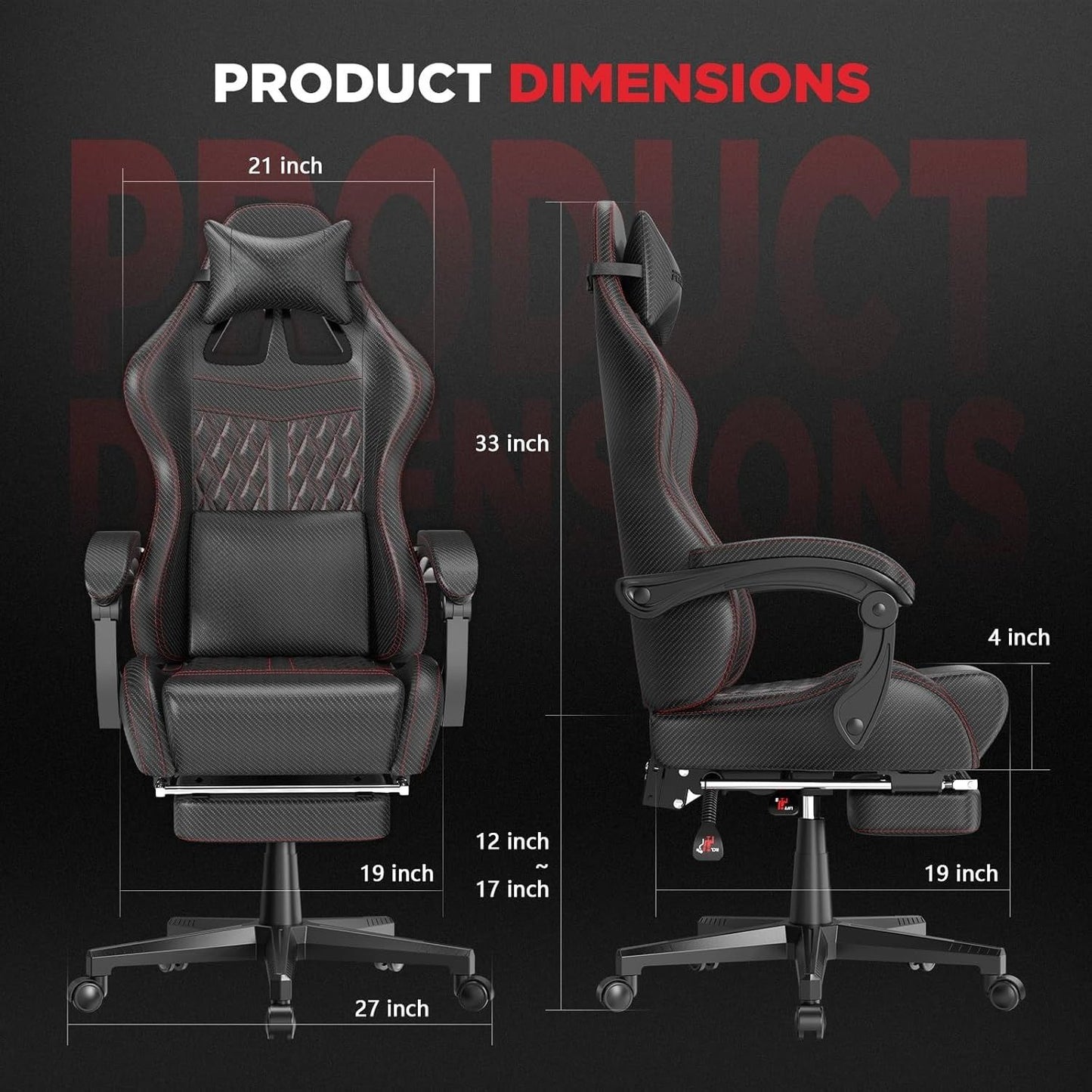 [Limited Time Offer, Clearance!]Vintage PU Leather Gaming Chair, High Back Gamer Chair with Massage, Ergonomic Computer Office C