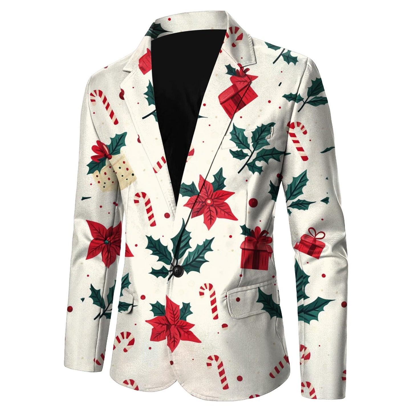 Christmas Mens Suit Jackets Fashion Fitness Casual Button New Year Party Dress Suits For Men Vintage Xmas Costume Casual Coats