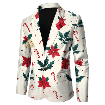 Christmas Mens Suit Jackets Fashion Fitness Casual Button New Year Party Dress Suits For Men Vintage Xmas Costume Casual Coats