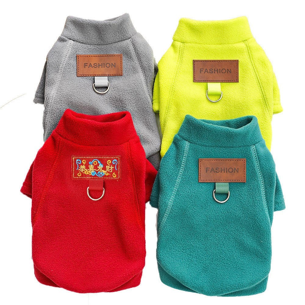 Moletom de Pelúcia Outono Inverno para Cães e Gatos, Casaco com Base de Pelúcia, Agasalho para Cachorros e Gatos, Pode Ser Puxado, Roupas de Ursinho de Pelúcia para Cães Pequenos