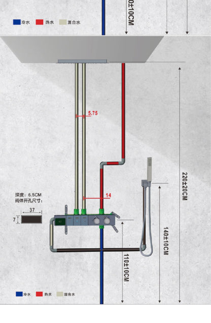 Sistema de chuveiro digital inteligente de latão branco luxuoso com design oculto Controle duplo de água quente e fria Torneira de parede