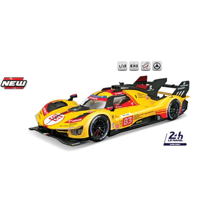 Bburago 1:18 2024 Wec QatarFerrari 499p 24h Lemans Modificata 24 Racing No83 Miniature Diecast Model Toys Acrylic Box Black #51