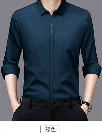 High End  Mulberry Silk Men Business Shirt Long Sleeve  Button Invisible Elastic Tops Wrinkle Resistant  Luxurious Men Shirt