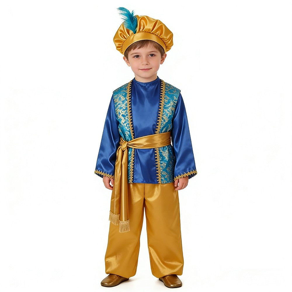 Boys India Arab Aladdin Cosplay Lamp genie costume Masquerade Party Halloween Carnival Party Costumes Arabian Prince Costume