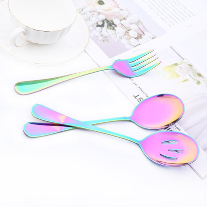 Drmfiy Conjunto de Talheres Pretos de 5/7 Peças para Servir, Utensílios de Jantar, Buffet, Talheres para Catering, Conjunto de Escumadeiras, Colheres, Garfos, Talheres de Prata