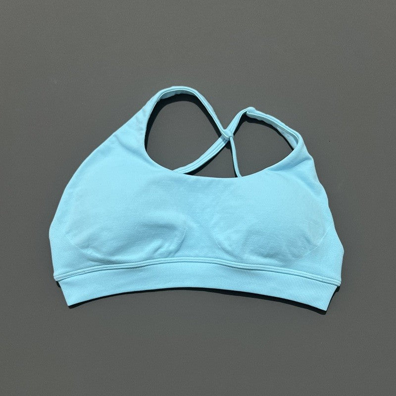 Women Asymmetric Sports Bra Seamless Yoga Top High Support Removable Chest Open Back Bra Gym Workout Underwear