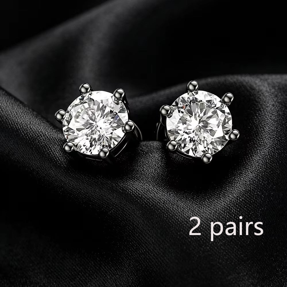 S925 Sterling Silver Four/Six Jaw Moissanite Earrings VVS1 White&Black Moissanite GRA Certified Male And Female Earrings Gift