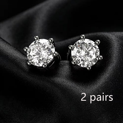 S925 Sterling Silver Four/Six Jaw Moissanite Earrings VVS1 White&Black Moissanite GRA Certified Male And Female Earrings Gift