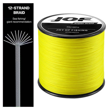 JOF X12 Braided Fishing Line 1000M 500M 300M 12 Strands MultiColor Multifilament Saltwater PE Line 33 42 55 65 90 103 150LB