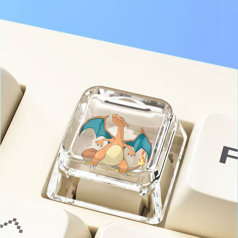 Pokemon Cross mechanical keyboard personalized anime keycap single Charmeleon Blastoise Eevee transparent cartoon keycap