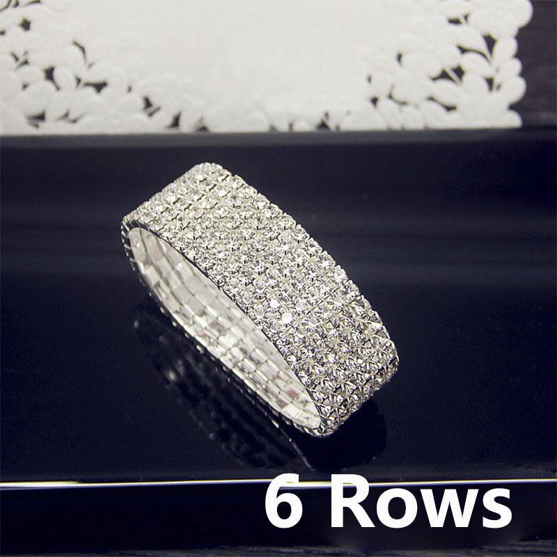 Luxuosa Pulseira Elástica de Cristal Zircônia AAA Branca Bling Cravejada Strass Feminina para Casamento