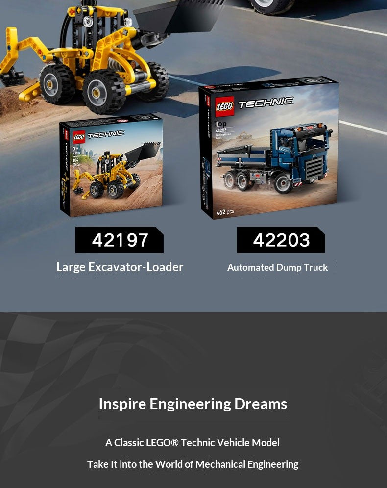 Série de Máquinas de Montagem LEGO Building Blocks 42203 42197 42199 Escavadeira Veículo de Carregamento Brinquedos Infantis Presente de Natal