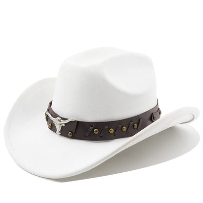 Ox Head Suede Western Cowboy Hats  Man Cowgirl Top Hats for Party Vintage Garden Hat  Cowboy Accessories Woman  Cosplay Hat