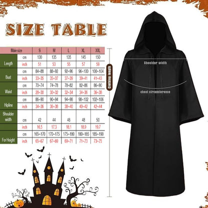 Black Cape Cloak Warrior Costume for Adults Vampire Cape with Hood Adult Halloween Cosplay Vampire Christmas Costume Robe Cape