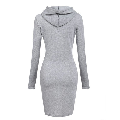 Fashion Sweatshirt Dresses Women's Pocket Hooded Casual Dresses Mini Dresses
