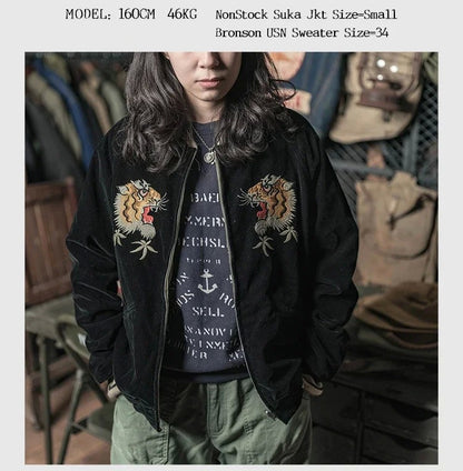 Non Stock Suka Reversible Souvenir Jacket Embroidered Sukajan Baseball Outerwear