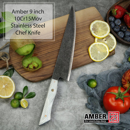 Conjunto de 3 facas de cozinha japonesas afiadas Damascus para Chef e Nakiri, lâmina de aço revestida de 3 camadas com cabo de resina e espaçador G10