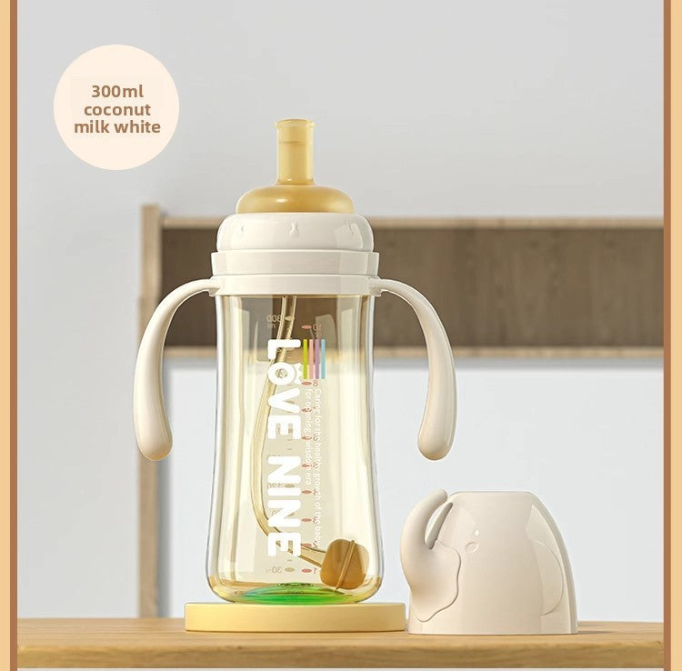 300ML PPSUTemperature-Sensitive Anti-Flatulence Feeding Bottle Baby Straw Cup Drop-Resistant Direct Drink No-Spill Cup1-3Weaning
