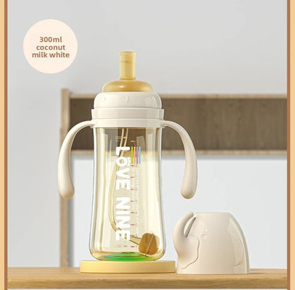 300ML PPSUTemperature-Sensitive Anti-Flatulence Feeding Bottle Baby Straw Cup Drop-Resistant Direct Drink No-Spill Cup1-3Weaning
