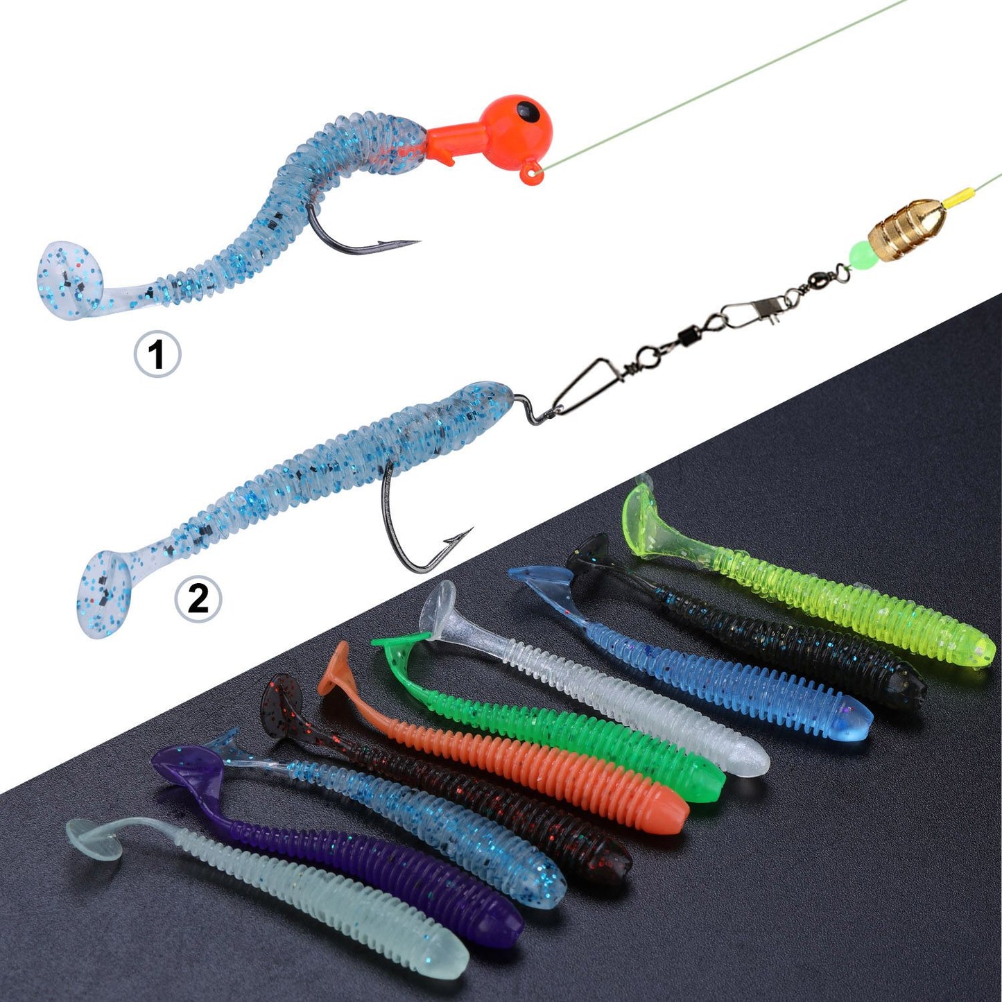 Sougayilang 10/50/100PCS Iscas Macias 5cm 0.6g Iscas Artificiais Realistas Wobblers Iscas Macias Silicone Carpa Pesca Iscas Macias
