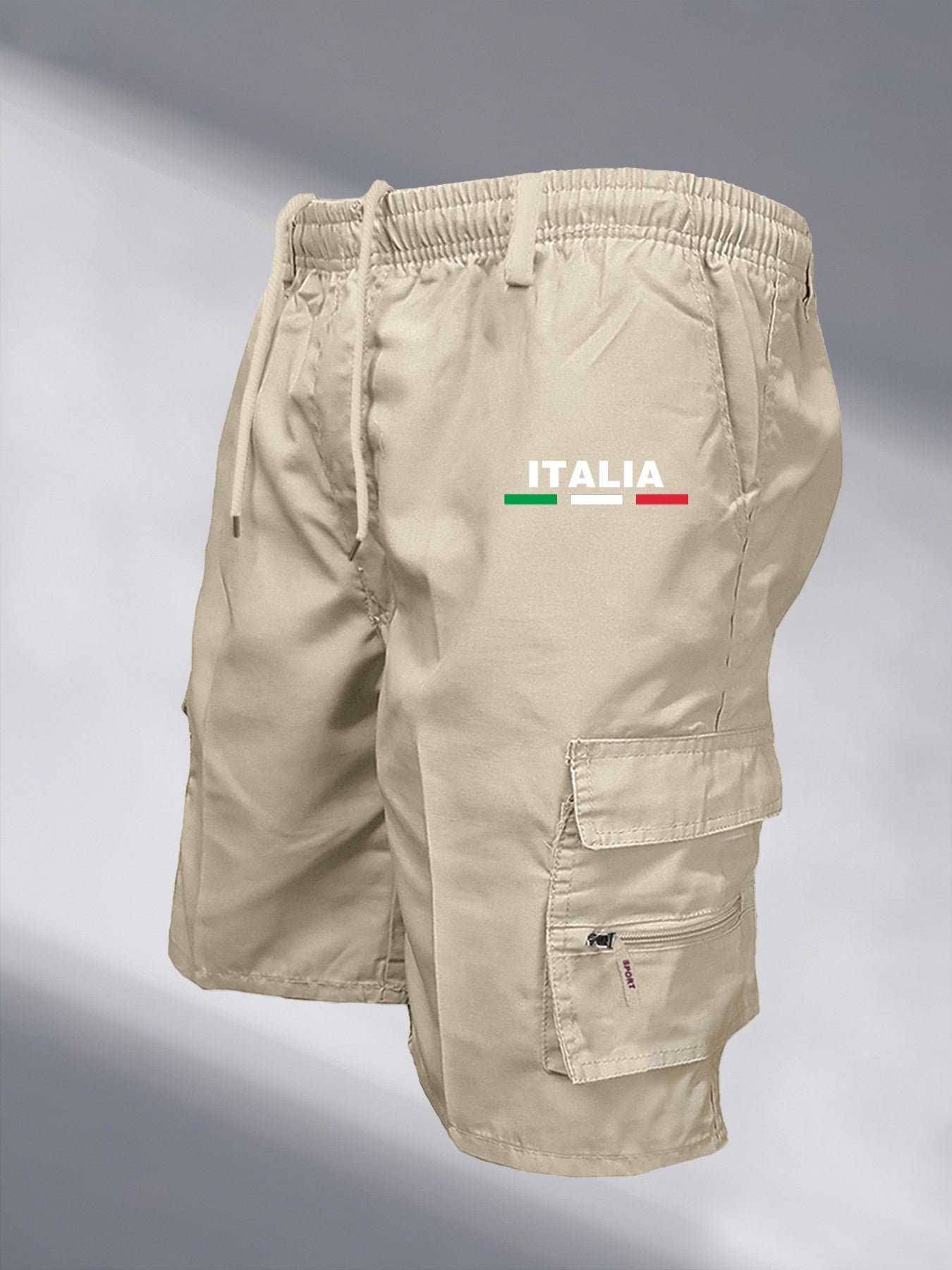 Men's Tactical Shorts Summer Casual Cargo Shorts Knee-length Multi-pockets Elastic Waist Work Hiking Overalls Short Pants Male