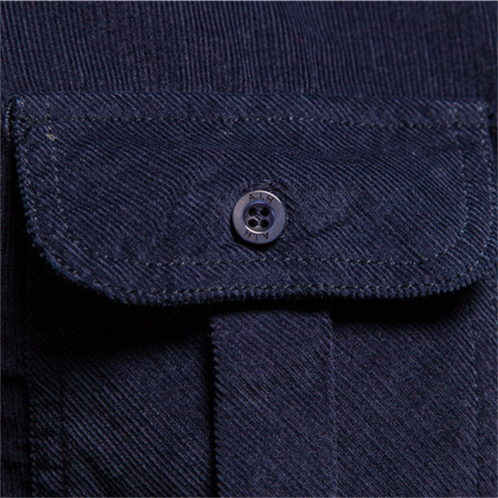 2021 New Single Breasted 100% Cotton Men's Shirt Business Casual Fashion Solid Color Corduroy Men Shirts Autumn Slim Shirt Men