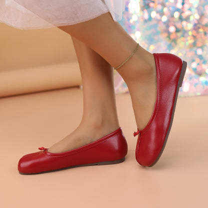 Comfortable Tabi Split Toe Ballet Flats - Ruffled Mary Jane Shoes Pig Hoof Shape Casual Wear