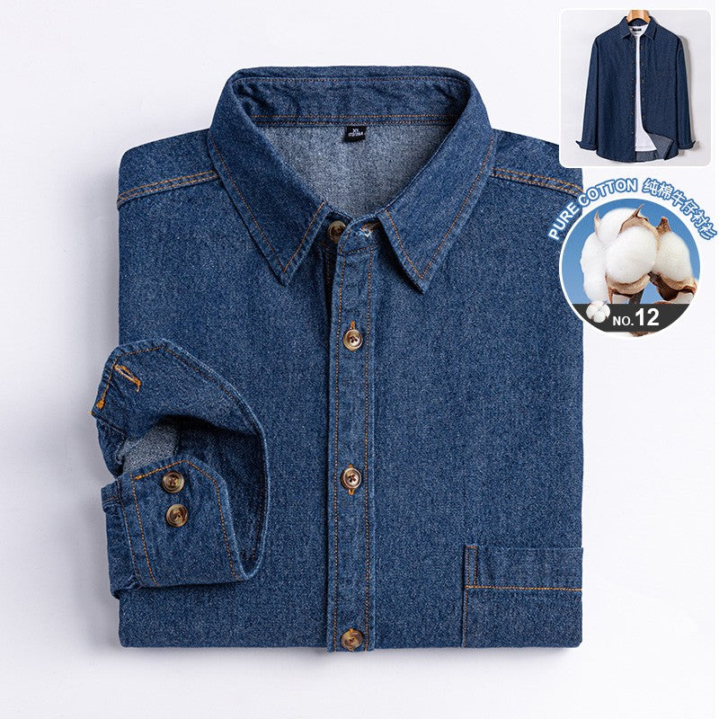 Brand Elastic Cotton Denim Shirt Men Long Sleeve Quality Cowboy Shirts for Men Casual Slim Fit Mens Designer Clothing