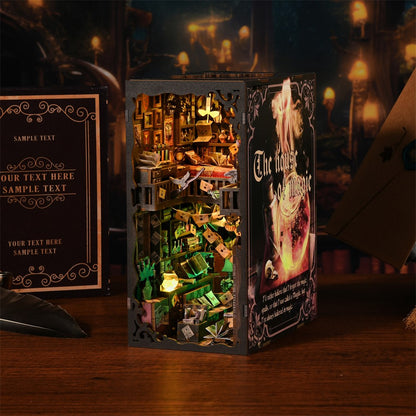 DIY Book Nook Kit 3D Wooden Puzzle Home Decoration DIY House Kit For Bookshelf Miniature Insert Magic Book House Stand Bookshelf