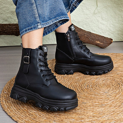 Bestselling Height Increasing Women2025Autumn and Winter New Fleece-Lined Non-Slip Short Boots for Petite Thick-Soled Faux Wool