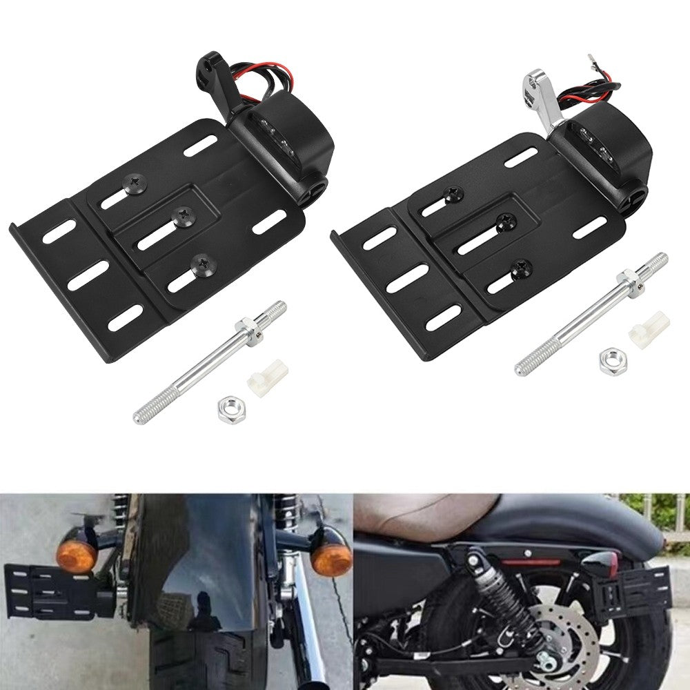 Para Harley Dyna Sportster 883 1200 XL 07-16 Suporte de Placa Lateral com Luz LED Dobrável Telescópica para Motocicleta