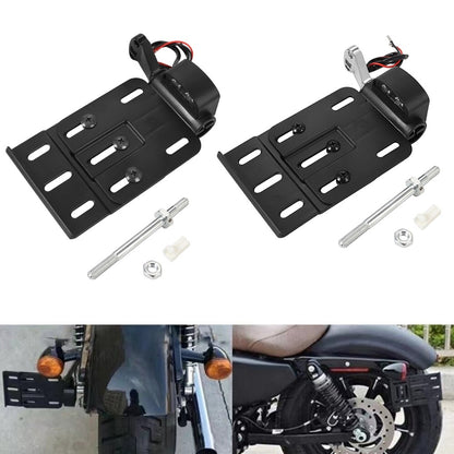 Para Harley Dyna Sportster 883 1200 XL 07-16 Suporte de Placa Lateral com Luz LED Dobrável Telescópica para Motocicleta
