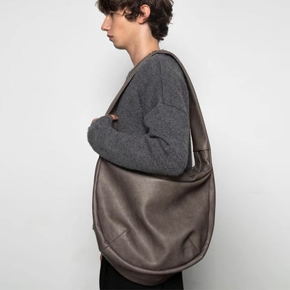 Vintage Style Men's Crossbody Bag?? Large Capacity ??Large Size?? Messenger Bag PU Leather Pleated Tote Bag?? Daily Use??